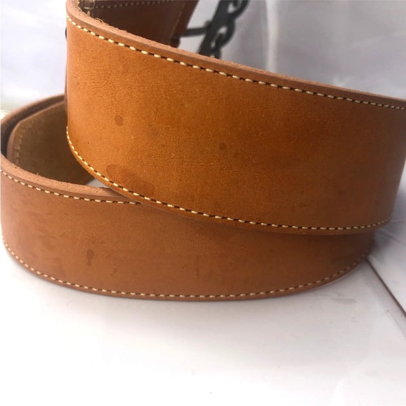 Pastille Vintage Handcrafted Tan Leather Belt Fleur De Lis Made In USA Size M - Picture 15 of 16